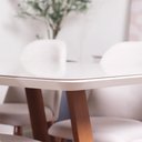 Ver imagem 6 de Conjunto de Jantar Mesa Retangular com Vidro Bennett 4 Cadeiras New Drop - Natural C/ Bege