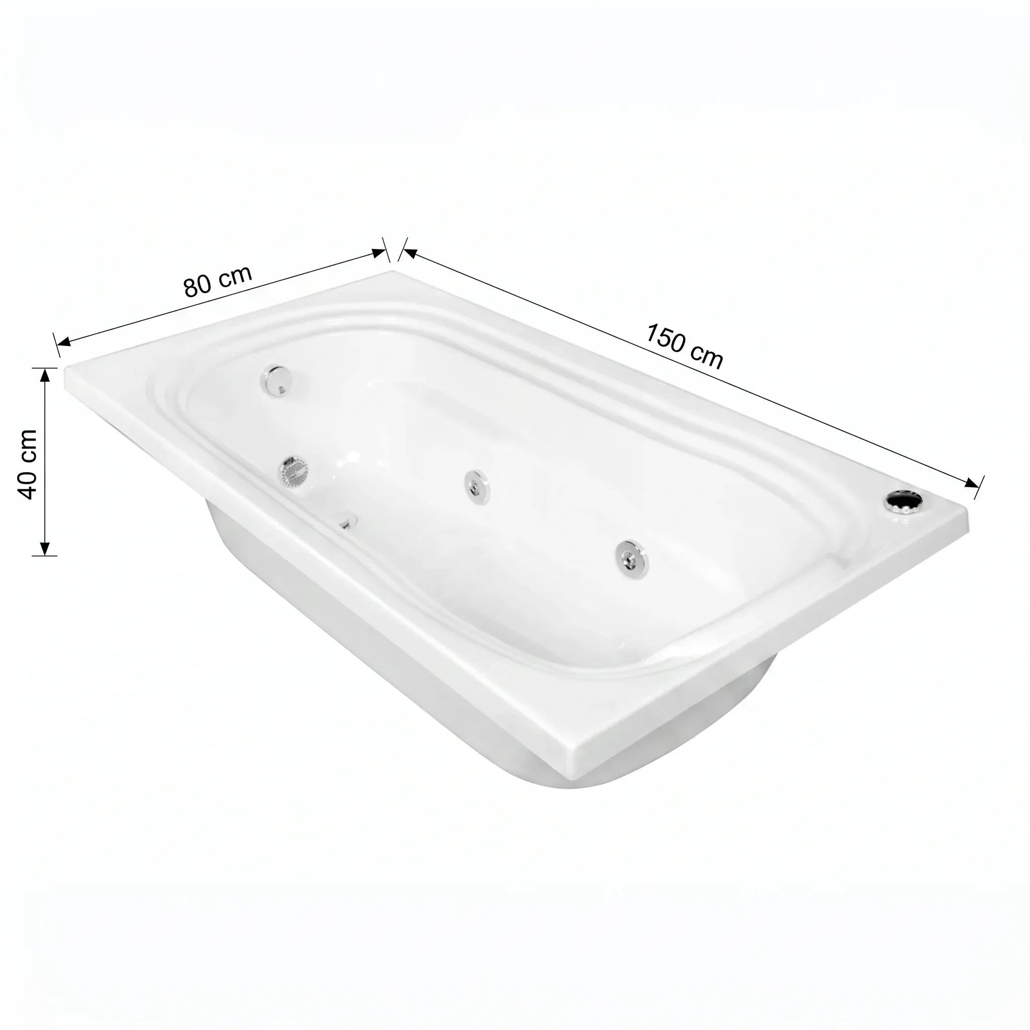 Ver imagem 3 de Banheira de Hidromassagem Individual Gold Line Ouro Fino 150x80cm em Acrílico Branco 220V