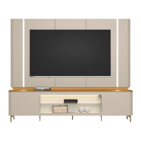 Rack com Painel Santorini Led Tauari/off White 240cm