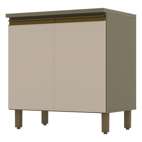 Balcão de Cozinha Évelin 2 Portas 80 Cm com Tampo para Cooktop Duna Cristal – Henn