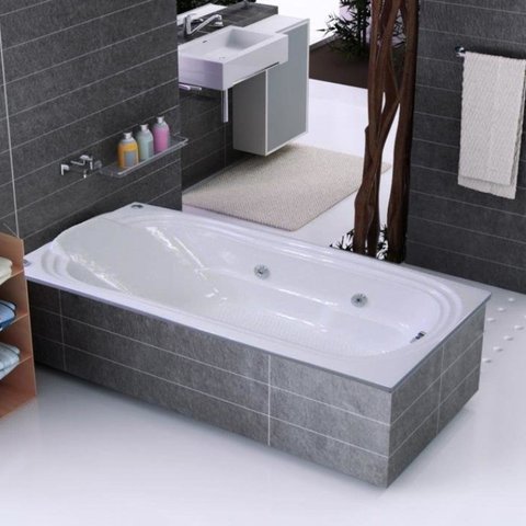 Banheira de Hidromassagem em Acrílico 170CMX80CMX40CM Gold Line Ouro Fino Branco