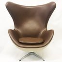 Ver imagem 2 de Poltrona EGG marrom / linho cru base alumínio com relax - Poltronas do Sul