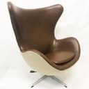 Ver imagem 1 de Poltrona EGG marrom / linho cru base alumínio com relax - Poltronas do Sul