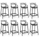 Ver imagem 1 de Kit 8 Banquetas Média Allegra 66cm Design Cozinha/bancada - Preto