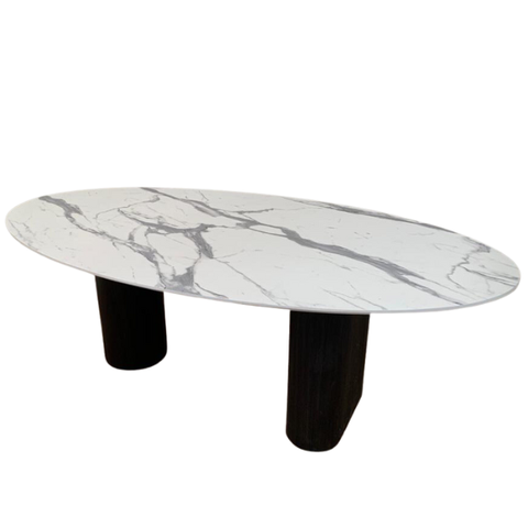 Mesa de Jantar Oval Dupla 180x100cm Madeira ebano Modelar Moveis Mesa de Jantar Cone Oval