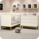 Ver imagem 3 de Quarto de Bebê Berço Flip + Cômoda Infantil 6 Gavetas Classic Areia Fosco