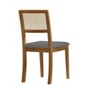 Ver imagem 4 de Kit 8 Cadeiras de Jantar Luxo Madeira Maciça Mel Encosto Telinha Palha Estofada Veludo Cinza Rubi