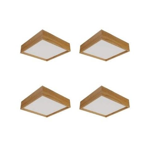Kit 4 Plafons Luminária Quadrado Madeira 50cm - Freijó