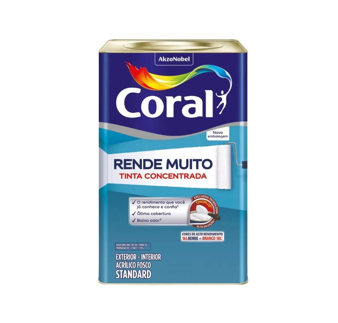 Coral Rende Muito Branco 18l e 16l Coral Rende Muito Tinta Concentrada Acabamento Fosco Branco Neve