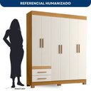 Ver imagem 5 de Roupeiro Guarda Roupa New Recife 6 Portas 2 Gavetas Quarto Casal - Freijó/offwhite