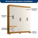 Ver imagem 3 de Roupeiro Guarda Roupa New Recife 6 Portas 2 Gavetas Quarto Casal - Freijó/offwhite