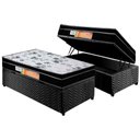Ver imagem 1 de Cama Box Baú Solteiro: Colchão Ortopédico Polar D28 / EP Orthoface + Base CRC Suede Black(88x188)