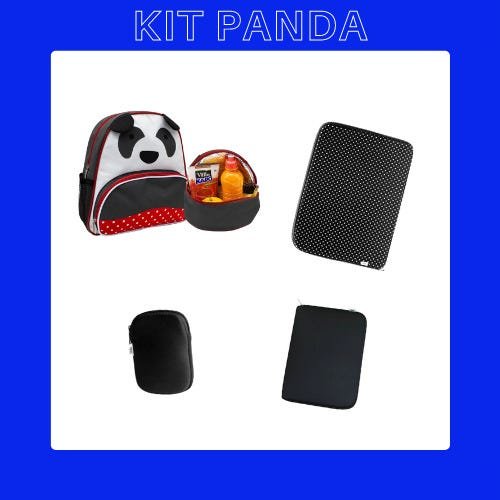 Kit Mochila com Lancheira Térmica Modelo Panda + 1 Capa Neo Zíper 15.6 + 1 Capa para Tablet + 1 - 2