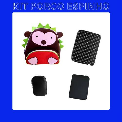 Kit Mochila com Lancheira Térmica Modelo Porco Espinho + 1 Capa Neo Zíper 15.6 + 1 Capa para - 2