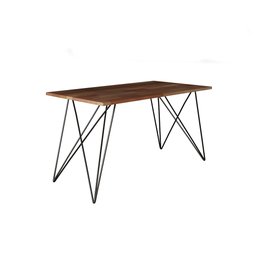 Mesa Trama Madeira e Ferro 1,40 X 0,80 Estilo Industrial Pes Preto - 1