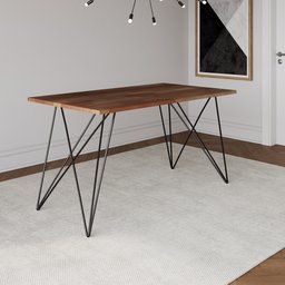 Mesa Trama Madeira e Ferro 1,40 X 0,80 Estilo Industrial Pes Preto - 2