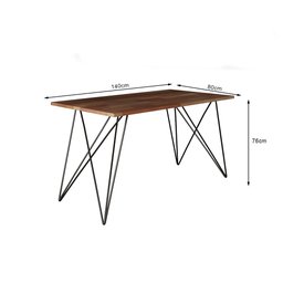 Mesa Trama Madeira e Ferro 1,40 X 0,80 Estilo Industrial Pes Preto - 3