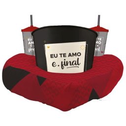 Kit Almofada Pipoca Fibra Coração Amo E Ponto Final - 1