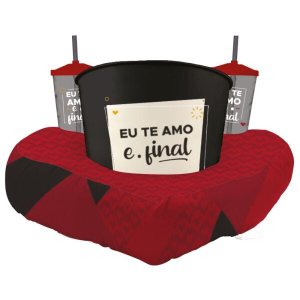 Kit Almofada Pipoca Fibra Coração Amo E Ponto Final