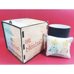 Kit Caneca Revelação + Caixa MDF + Almochaveiro - Chá de Revelação - Menina - 2
