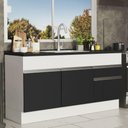 Ver imagem 6 de Balcão Pia Glamy 150Cm 2 Porta Gaveta sem Tampo Branco Preto