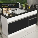 Ver imagem 5 de Balcão Pia Glamy 150Cm 2 Porta Gaveta sem Tampo Branco Preto