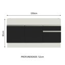 Ver imagem 3 de Balcão Pia Glamy 150Cm 2 Porta Gaveta sem Tampo Branco Preto