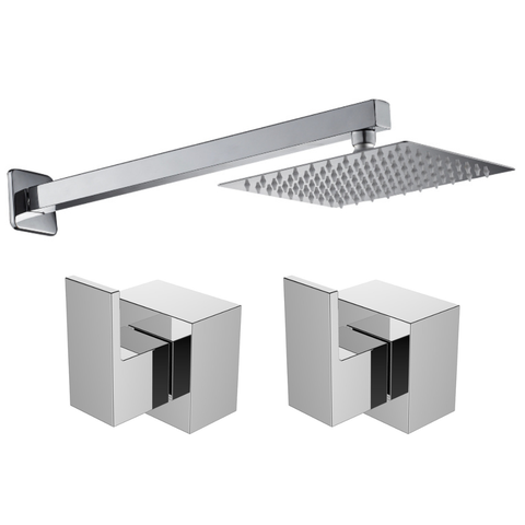 Kit Ducha Chuveiro Slim 20x20 Gas Solar Parede + Acabamento para Registro Base Padrão Deca Inox Crom