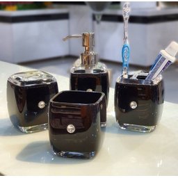 Kit Banheiro Lavabo Conjunto Porta Sabonete Líquido Escova - 2