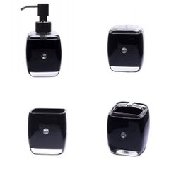 Kit Banheiro Lavabo Conjunto Porta Sabonete Líquido Escova - 4