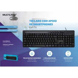 Teclado com fio e Suporte para Celular Multilaser TC262 - 7
