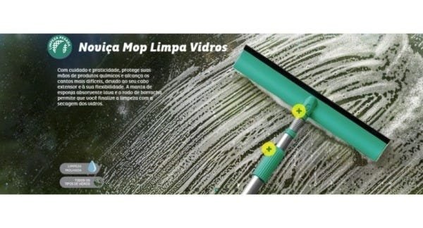 Limpa Vidro Mop Com Cabo Noviça + Refil Extra - 6