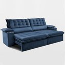 Ver mais imagens de Sofá Retrátil e Reclinável 2,80m Molas Ensacadas Dream Velusoft Azul Cama Inbox
