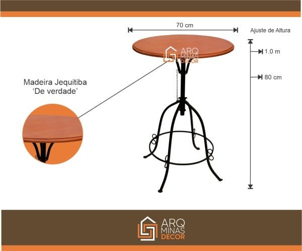 Kit Mesa e Cadeira sem Encosto Bistrô Cozinha/ Varanda/ Área Gourmet Artesanato Rústico - 3