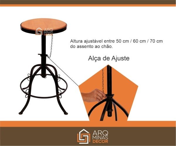 Kit Mesa e Cadeira sem Encosto Bistrô Cozinha/ Varanda/ Área Gourmet Artesanato Rústico - 5