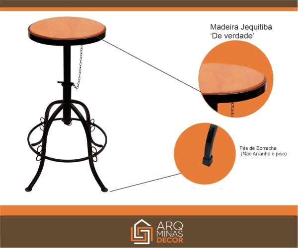 Kit Mesa e Cadeira sem Encosto Bistrô Cozinha/ Varanda/ Área Gourmet Artesanato Rústico - 4