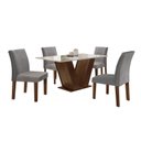Ver imagem 2 de Conjunto Sala de Jantar Mesa 120x80cm Tampo MDF/Vidro com 4 Cadeiras Espanha Yescasa