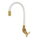 Ver imagem 1 de Torneira de Bancada Branca e Dourada Flexível Bica Móvel 1/4 de Volta 3068 C55