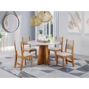 Ver imagem 1 de Conjunto Mesa de Jantar Redonda Slin Mel 4 Cadeiras Sol Linho Bege