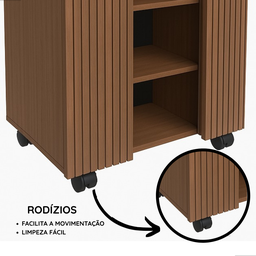 Gabinete com Duas Portas para Banheiro Rodízios Premium - Jm3 Móveis:freijo - 5