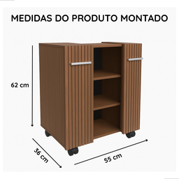 Gabinete Banheiro Freijó com Prateleiras e Rodízios Premium - 4