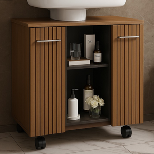 Gabinete com Duas Portas para Banheiro Rodízios Premium - Freijo