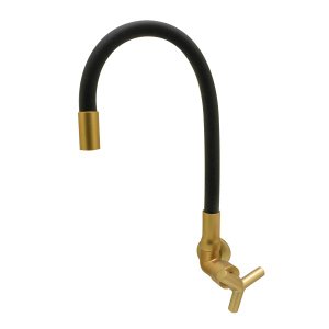 Torneira de Parede Preta e Dourada Flexível Bica Móvel 1/4 de Volta 3068 C55