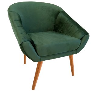 Poltrona Giovana em Sued Premium: Verde Musgo Pés Madeira Claro