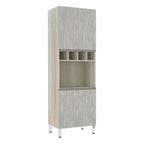 Paneleiro com Nicho de Microondas Luciane 70cm 4 Portas e 1 Nicho Luci