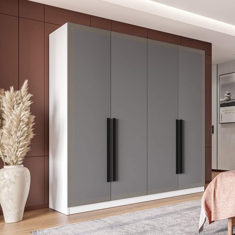 Guarda Roupa Casal 161,2cm com 4 Portas e 4 Gavetas 240833 Valência Politorno Móveis