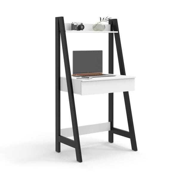 Escrivaninha Cavalete C/Gaveta Comfort Desk - Preto/Branco - Mania de Móveis - 2