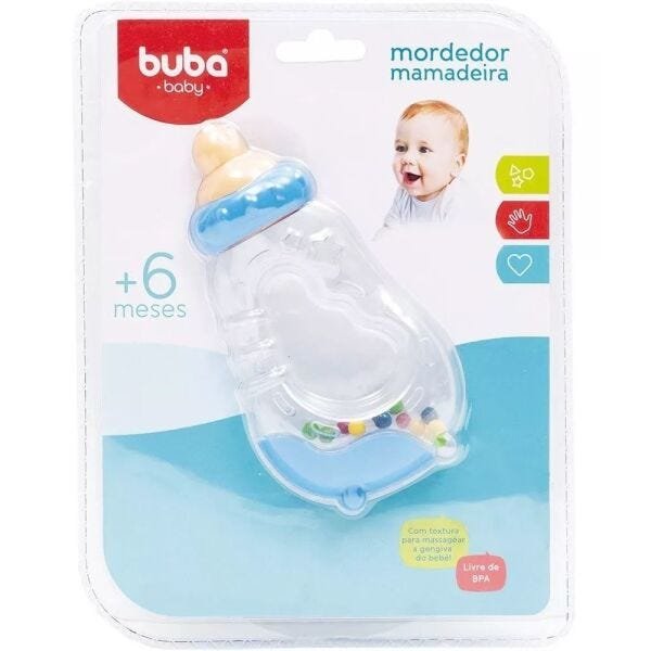 Mordedor E Chocalho Para Bebê Mamadeira Azul 0943 - Buba - 2