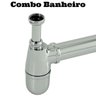 Sifão Lavatório Cuba com Copo em Metal Cromado Tubo Saída 30cm + Válvula Ralo Lavatório Metal - 6