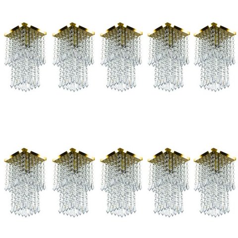 Kit 10 Lustre Plafon de Cristal Acrilico Spark Dourado
